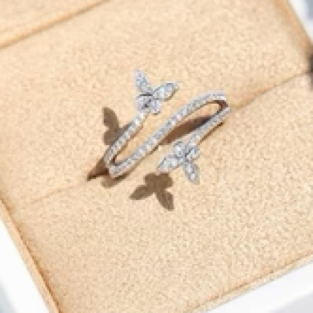 925 Sterling Silver and Zircon Double Butterfly Ring Size 7 - Picture 6 of 12